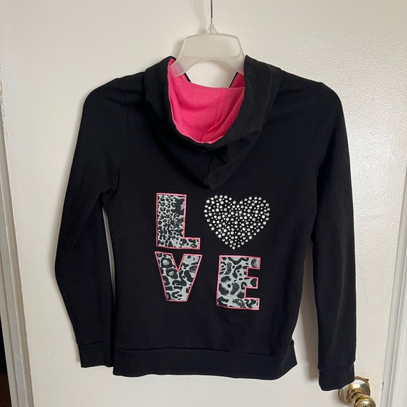 Hard Candy Tops - 00’s Hard Candy Black and Pink Love Hoodie